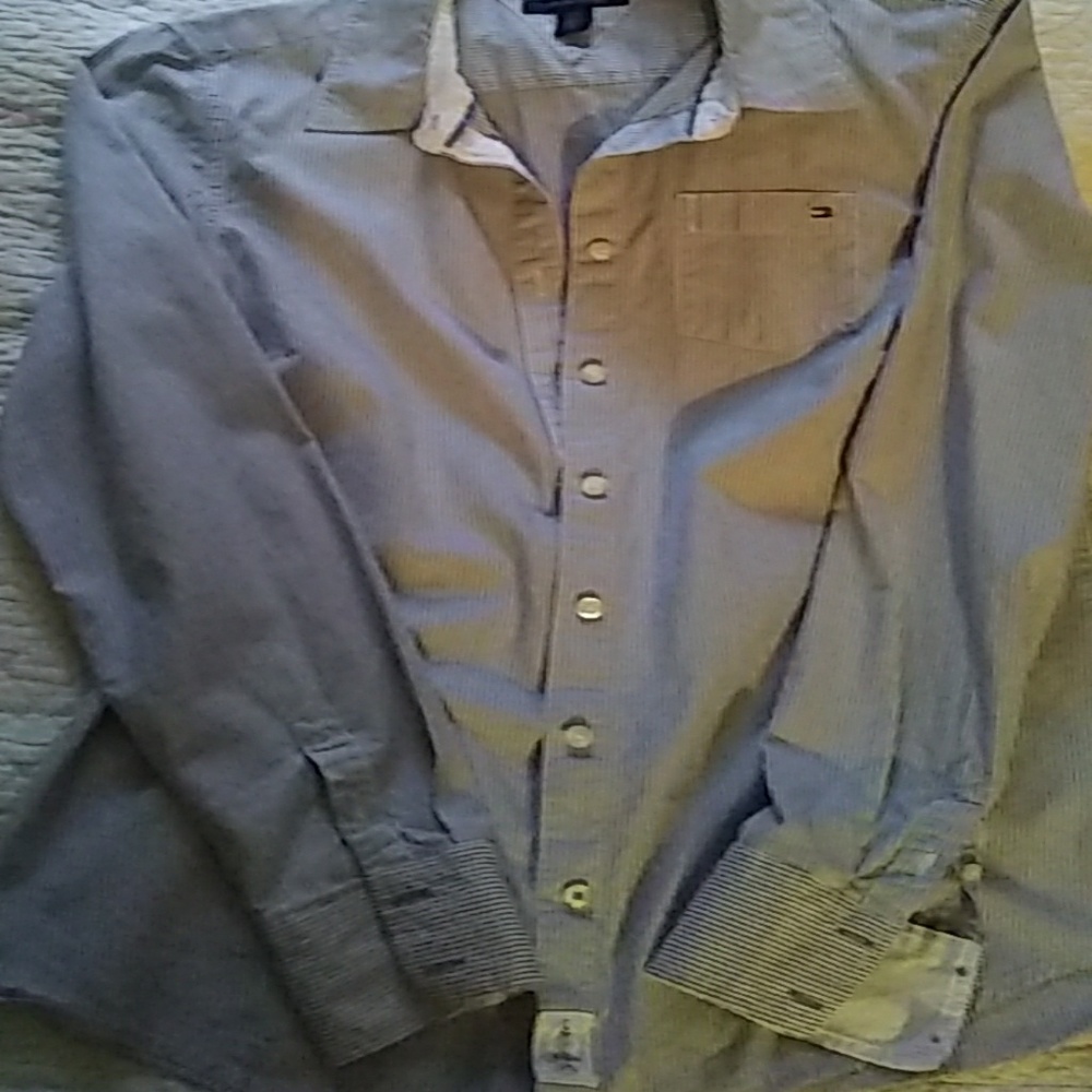 Tommy Hilfiger blue/ white striped button up